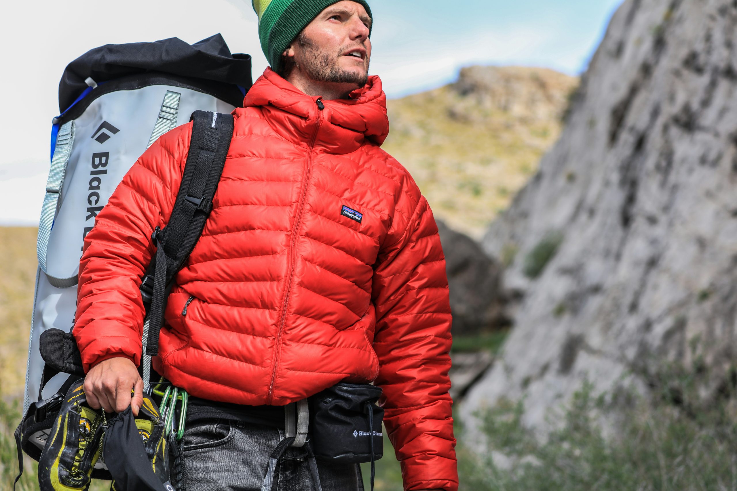 hiker checking watch altimeter